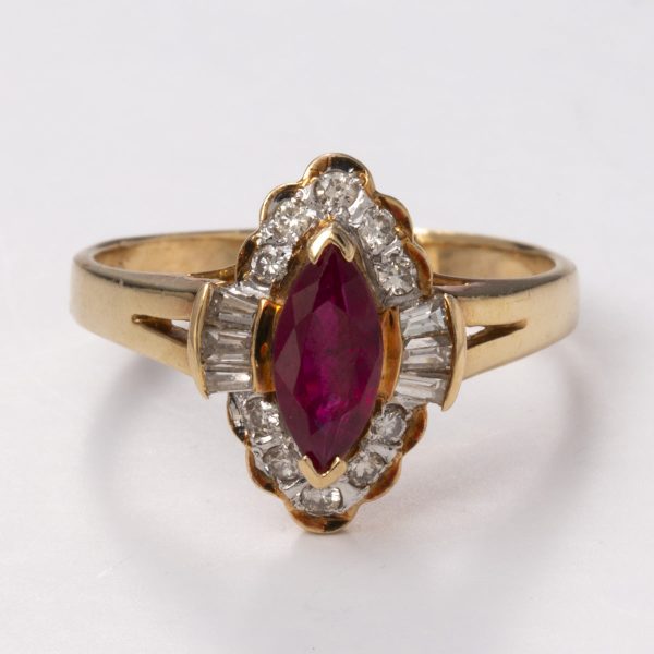 14k Yellow Gold Ruby and Diamond Ring | 0.76ct, 0.27ctw | Sz 6.5 Hot on Sale