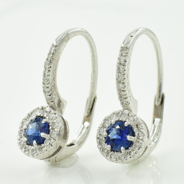 Blue Sapphire & Diamond Shepard s Hook Earrings | 0.44ctw, 0.20ctw | Online now