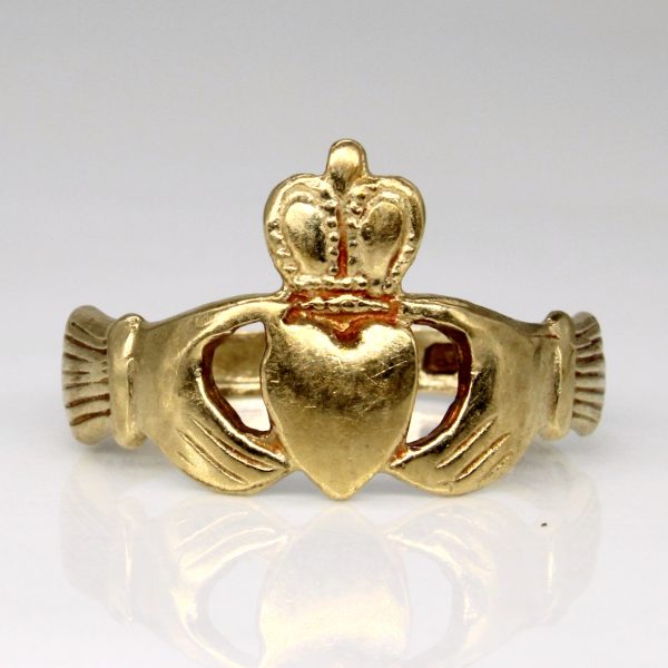 9k Yellow Gold Claddagh Ring | SZ 7.5 | Hot on Sale