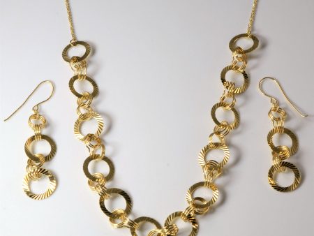 Yellow Gold Rolo Link Necklace & Earrings Set | 18 | Supply