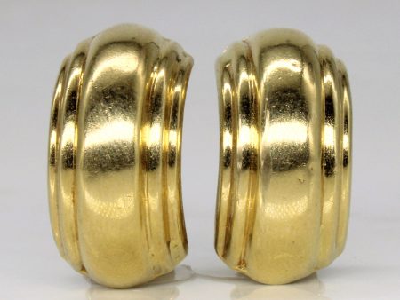 14k Yellow Gold Half Hoop Earrings For Sale