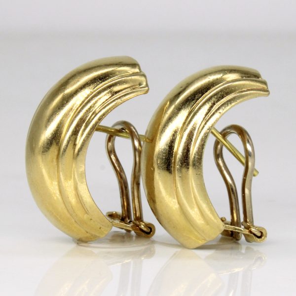 14k Yellow Gold Half Hoop Earrings For Sale