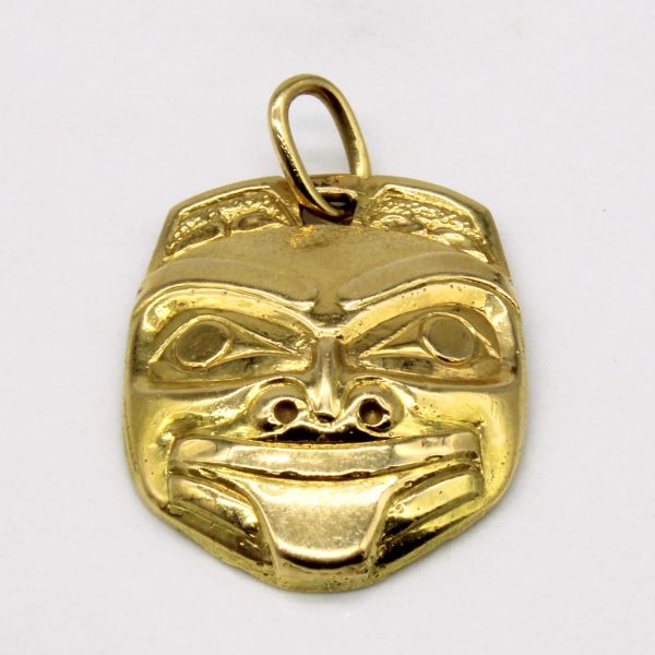 18k Yellow Gold Indigenous Art Mask Pendant on Sale