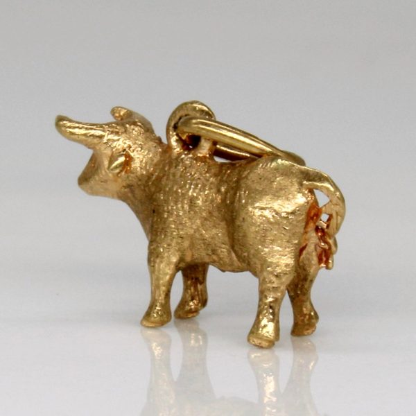 18k Yellow Gold Bull Pendant on Sale