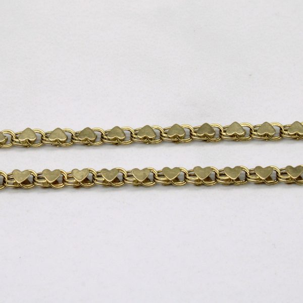 14k Yellow Gold Heart Link Bracelet | 9.5  | Sale