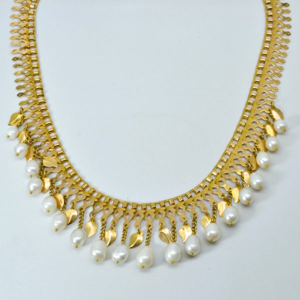 18K Yellow Gold Filigree Peal Necklace | 16 | Online Hot Sale