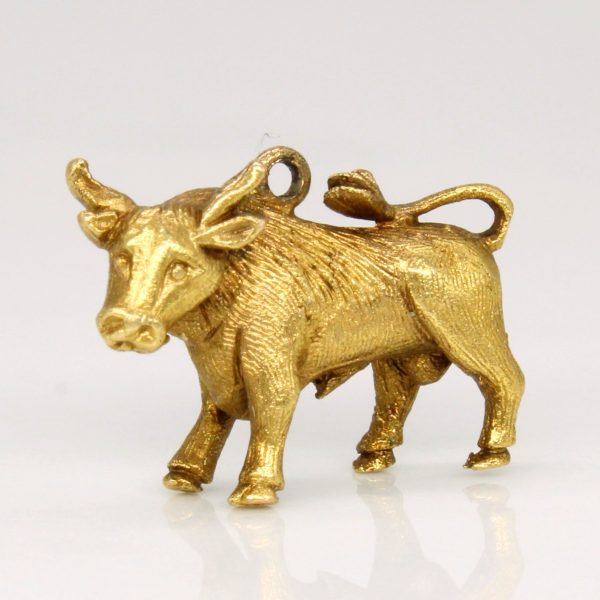 9k Yellow Gold Bull Charm Online Hot Sale