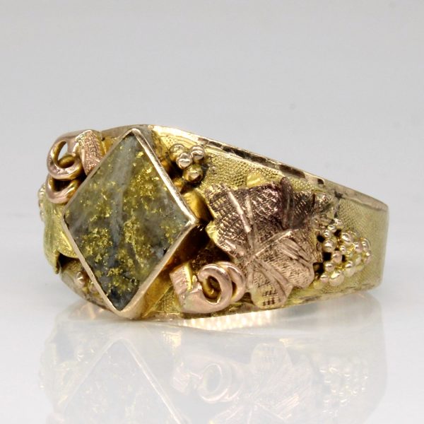 9k Two Tone Gold Bearing Quartz Ring | SZ 11 | Cheap