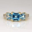 Blue Topaz & Diamond Cocktail Ring | 1.50ctw, 0.04ctw | SZ 5 | For Cheap