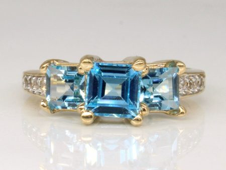 Blue Topaz & Diamond Cocktail Ring | 1.50ctw, 0.04ctw | SZ 5 | For Cheap