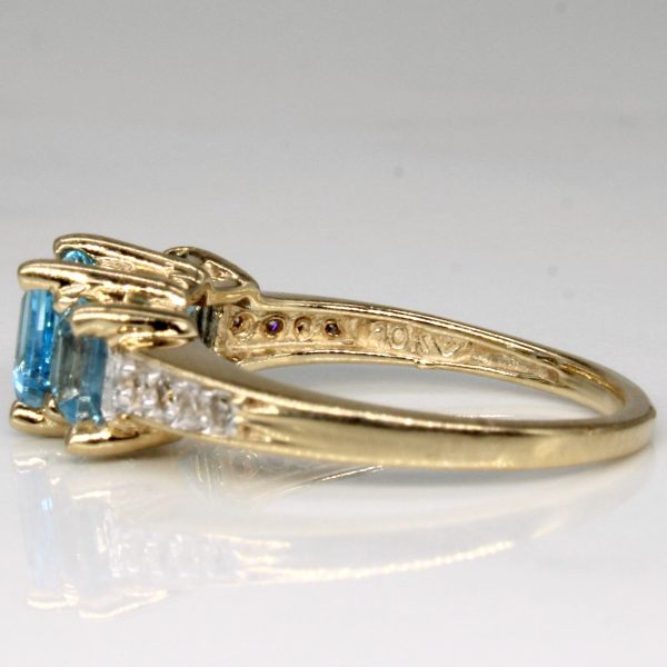 Blue Topaz & Diamond Cocktail Ring | 1.50ctw, 0.04ctw | SZ 5 | For Cheap