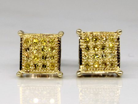 Yellow Diamond Square Stud Earrings | 0.16ctw | Supply