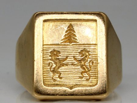 18k Yellow Gold Family Crest Signet Ring | SZ 10 | Online Sale