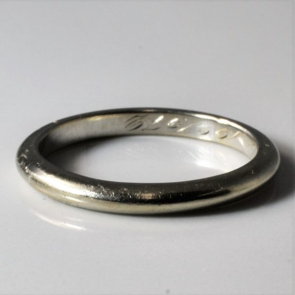 1969 Hallmarked 18k White Gold Band | SZ 8.5 | For Sale