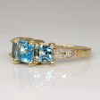 Blue Topaz & Diamond Cocktail Ring | 1.50ctw, 0.04ctw | SZ 5 | For Cheap