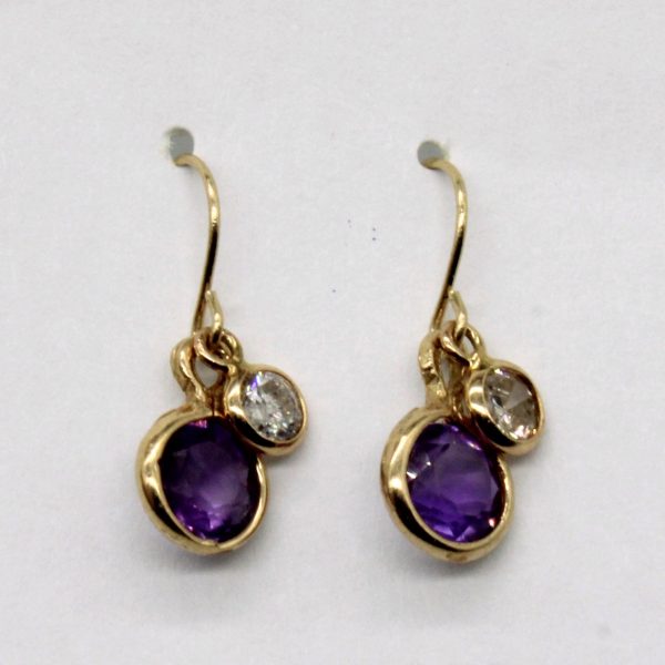 Amethyst & Diamond Drop Earrings | 0.70ctw, 0.25ctw | on Sale