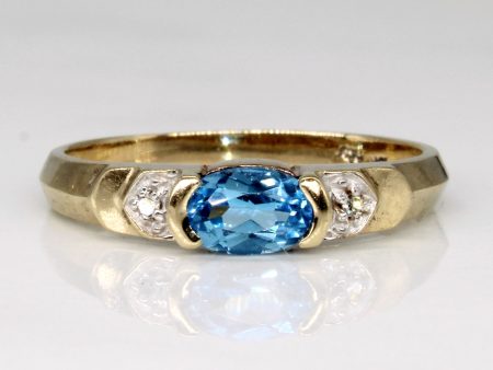 Blue Topaz & Diamond 10K Cocktail Ring | 0.50ct, 0.01ctw | SZ 6.5 | Online now