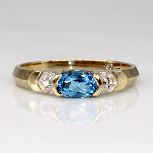 Blue Topaz & Diamond 10K Cocktail Ring | 0.50ct, 0.01ctw | SZ 6.5 | Online now