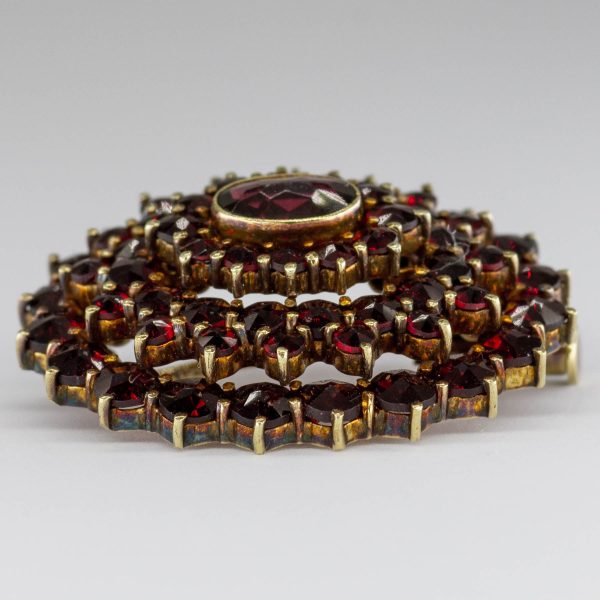 14k Garnet Antique Bohemian Cluster Brooch  | 6.24 ctw  | Sale