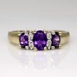 Amethyst & Diamond Three Stone Ring | 0.65ctw, 0.04ctw | SZ 7.75 | Discount