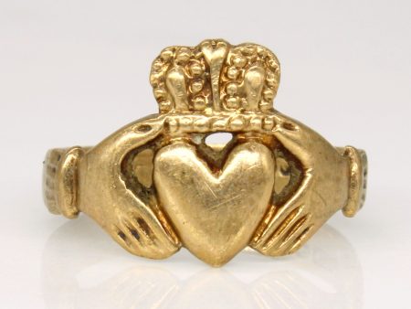 9k Yellow Gold Claddagh Ring | SZ 6 | Hot on Sale