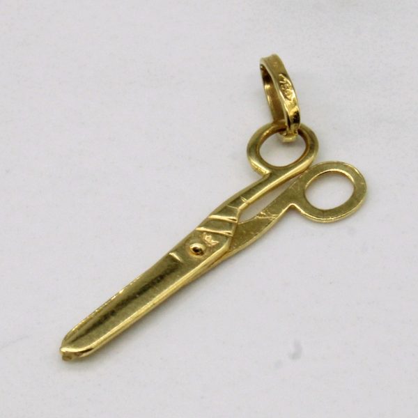 18k Yellow Gold Scissor Pendant Online Sale