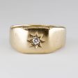 1860 Birmingham Hallmarked Victorian Signet Old European Diamond Ring | SZ 8 | on Sale