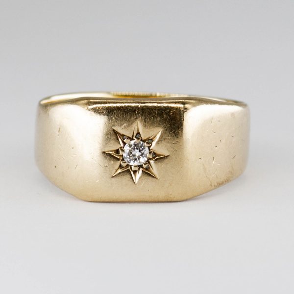 1860 Birmingham Hallmarked Victorian Signet Old European Diamond Ring | SZ 8 | on Sale