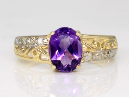 Amethyst & Diamond Ring | 1.00ct, 0.04ctw | SZ 6.75 | For Sale