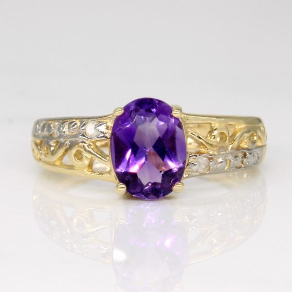 Amethyst & Diamond Ring | 1.00ct, 0.04ctw | SZ 6.75 | For Sale