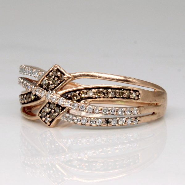 Brown & White Diamond Waterfall Ring | 0.35ctw | SZ 6.5 | Sale