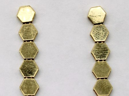 18k Yellow Gold Honeycomb Drop Earrings For Discount