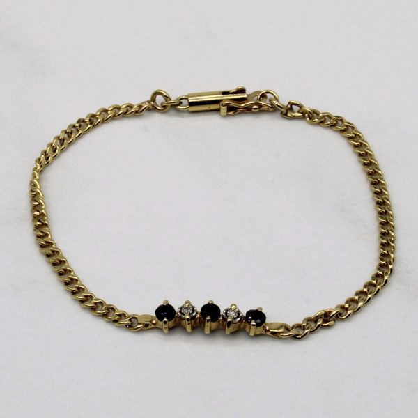 14k Yellow Gold Sapphire & Diamond Chain Bracelet | 0.21ctw, 0.02ctw | 6.5  | For Discount