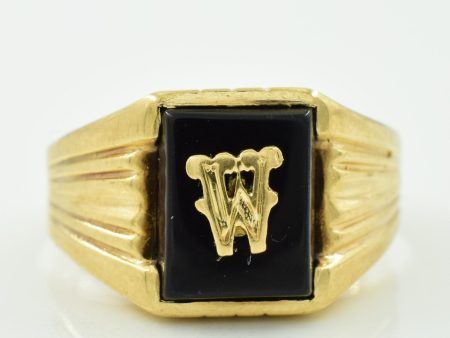 W  Initialed Black Onyx Ring | 2.30ct | SZ 7.75 | Online Sale