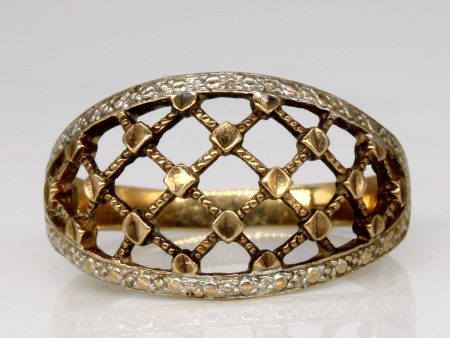 10k Two Tone Gold Lattice Ring | SZ 7 | Cheap