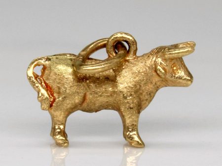 18k Yellow Gold Bull Pendant on Sale