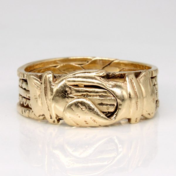 10k Yellow Gold Hand Holding Puzzle Ring | SZ 7 | Cheap