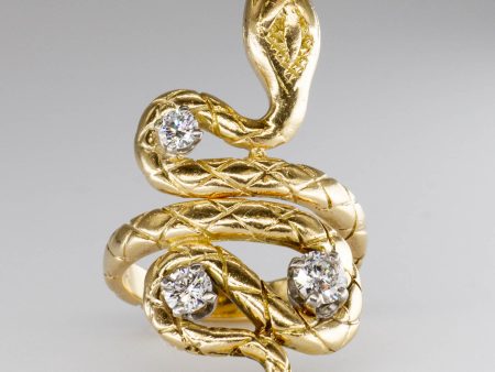 Vintage Snake Ring with Diamonds | 0.71 ctw | SZ 9 | Online Sale