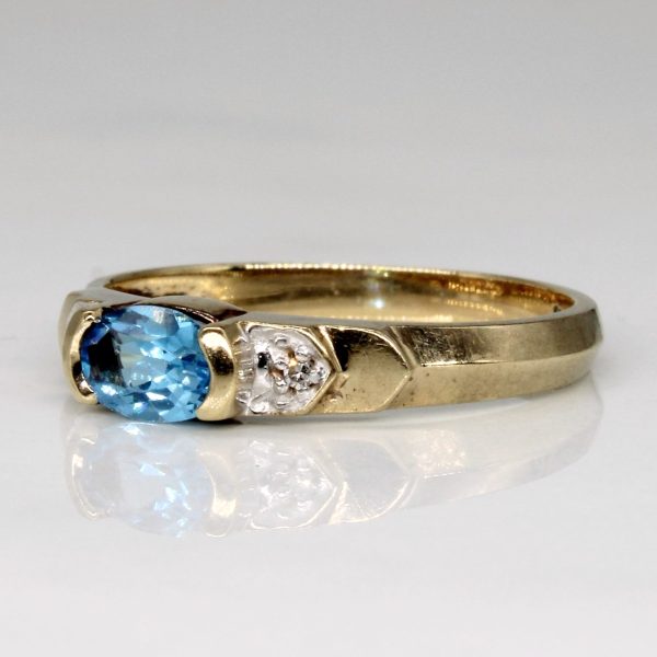 Blue Topaz & Diamond 10K Cocktail Ring | 0.50ct, 0.01ctw | SZ 6.5 | Online now