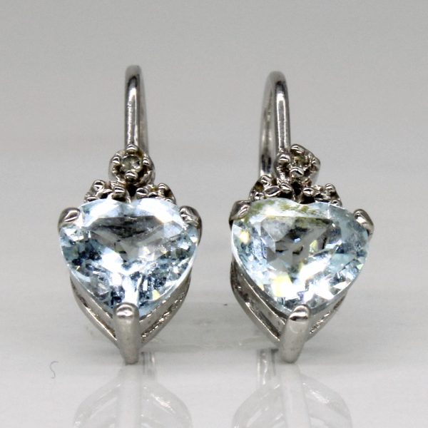 Aquamarine & Diamond Huggie Earrings | 1.50ctw, 0.01ctw | Online