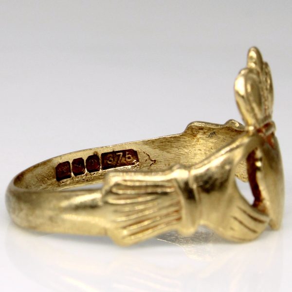 9k Yellow Gold Claddagh Ring | SZ 7.5 | Hot on Sale