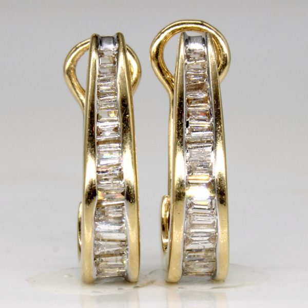 Baguette Cut Diamond Huggie Earrings | 1.00ctw | Online Sale