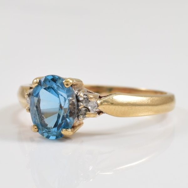 Blue Topaz & Diamond Ring | 1.00ct, 0.03ctw | SZ 7 | Sale