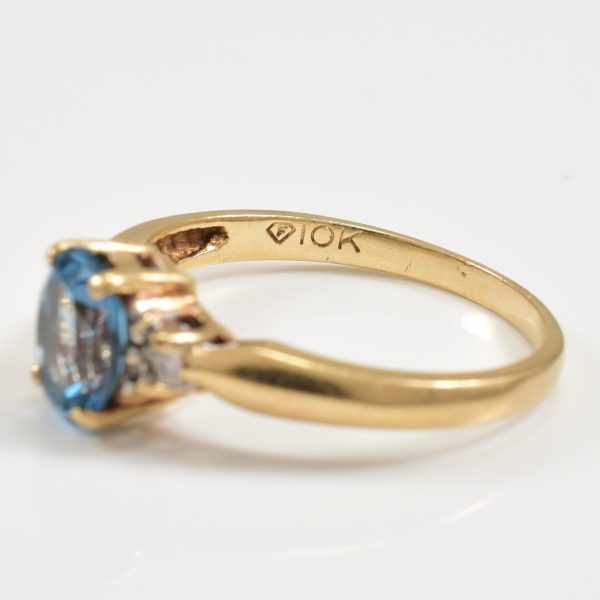 Blue Topaz & Diamond Ring | 1.00ct, 0.03ctw | SZ 7 | Sale