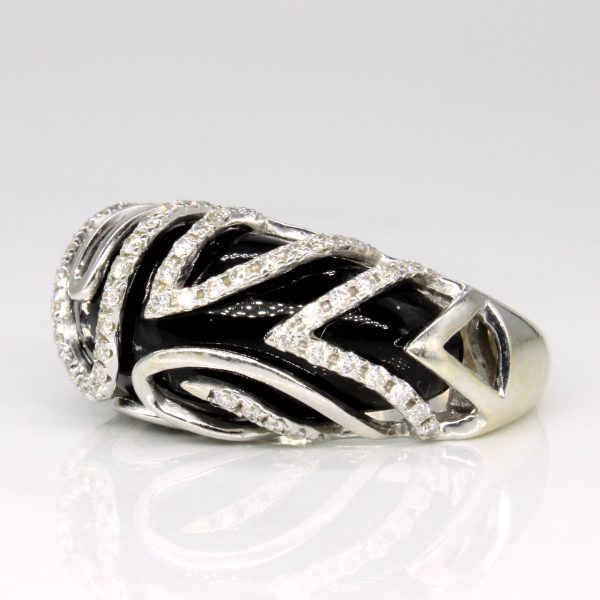 Black Onyx & Diamond Cocktail Ring | 7.00ct, 0.33ctw | SZ 6 | Online